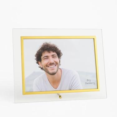 Imagem de Yangzi - Porta Retrato Vidro Borda Dourada Para Fotos 15x20 Horizontal - Tuut