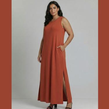 Imagem de Vestido Longo Aveloz Viscolycra Soltinho Plus Size com Bolso-Feminino