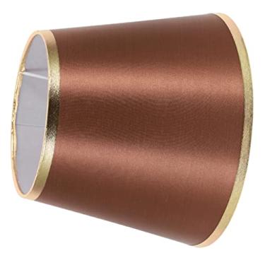 Imagem de abajur de tecido acessórios de mesa lâmpadas para lustre abajur de linho acessório de lâmpada clipe de pano no abajur lâmpada de parede abajur barril abajures pequenos (Color : Coffee, Size : 26X17X