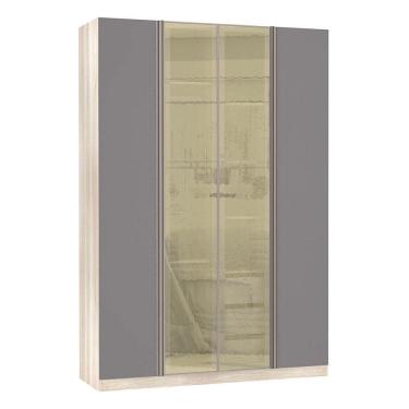 Imagem de Guarda Roupa Solteiro 4 Portas 3 Gavetas Prime Plus Com Vidro Reflecta 1,59 Cm Luciane Móveis