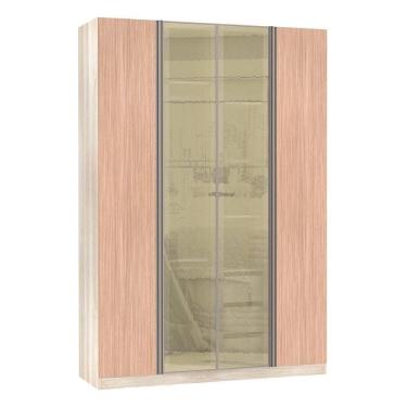 Imagem de Guarda Roupa Solteiro 4 Portas 3 Gavetas Prime Plus Com Vidro Reflecta 1,59 Cm Luciane Móveis