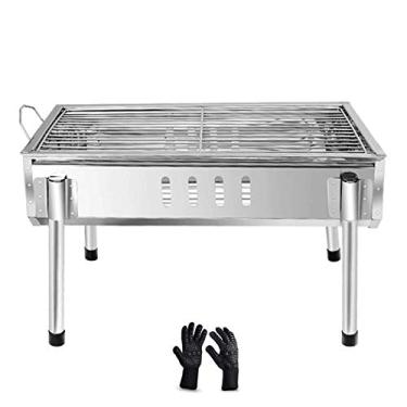 Imagem de CGKs6anmU Churrasqueira, fogão ao ar livre, fogão de acampamento, portátil, churrasqueira, carvão, aço inoxidável, dobrável, acampamento, churrasqueira, churrasqueira