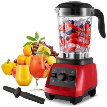 Imagem de Liquidificador de Bancada Profissional 2L com 10 Velocidades para Smoothies e Receitas de Cozinha, 110V 1800W, JUSANTE, Vermelho
