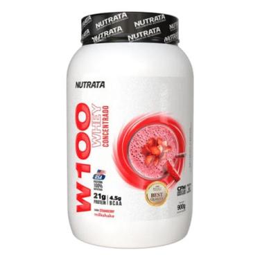 Imagem de W100 whey concentrado 900g - nutrata, Morango