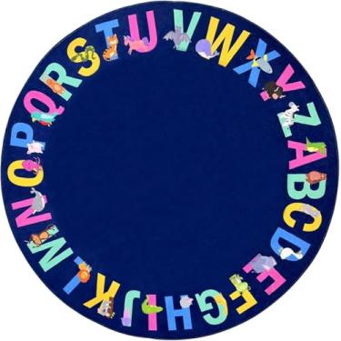Imagem de USTIDE ABC Tapete de aprendizagem de alfabeto e animal para crianças - Tapete educativo antiderrapante de 1,2 m, lavável na máquina, tapetes macios para berçário para sala de jogos, quarto, sala de