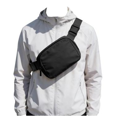 Imagem de Pochete fashion para homens e mulheres, bolsas transversais para mulheres, bolsa de cinto para viagem, caminhada, corrida, ciclismo, preto