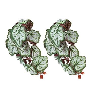Imagem de 2 UNIDADES Planta Artificial de Réptil Vinha Simulação Folhas Plástico Realistas Decoração com Cupula Sucção para Aquári