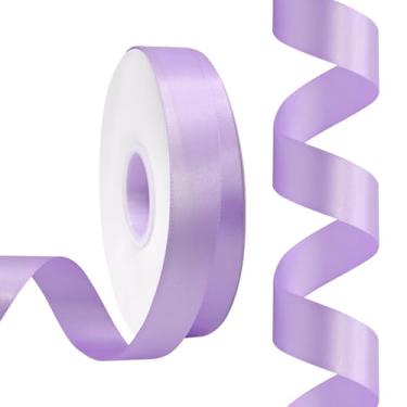 Imagem de Rilisili Fita de cetim roxa clara 1,7 cm de 1,7 cm 50 metros fitas de cetim de poliéster dupla face para embrulho de presente, artesanato, casamentos, convites, buquê de flores, decoração de casa