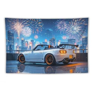 Imagem de HouLaiZhe JDM Tapeçaria de carro JDM carro S2000 fogos de artifício para pendurar na parede quarto decoração de casa tapeçarias estética piquenique decoração de parede arte de parede para dormitório