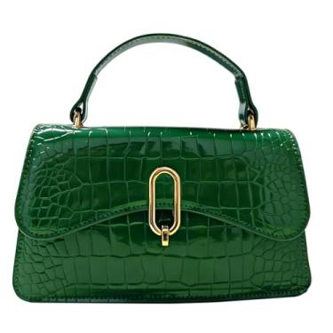Imagem de XMLIZHIGU Mini bolsa transversal feminina clássica com fecho de fecho, bolsa de ombro pequena, bolsa elegante para noite, 8# Verde profundo, Mini bolsa transversal