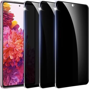 Imagem de Amleute 【Pacote com 3 + 1】 Película protetora de tela de privacidade para Samsung Galaxy S25 FE, vidro temperado 9H 【Não suporta desbloqueio de impressões digitais】 Película antiespião compatível com