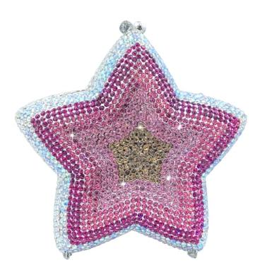 Imagem de Usuisy Novidade 3D Star Shape Bolsa feminina de cristal clutch noite festa baile jantar strass clutch bolsas e bolsas, mini, Rosa dégradé, Mini