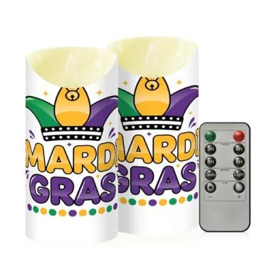 Imagem de Wassud Pacote com 2 velas divertidas de carnaval sem chama com controle remoto, velas realistas cintilantes com temporizador, velas decorativas para Natal, casamento, festa, decoração de casa média
