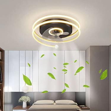 Imagem de Ventilador de teto silencioso com iluminação LED moderna e silenciosa com controle remoto e timer. Ideal para sala de estar, quarto e sala de jantar (Dourado, A).