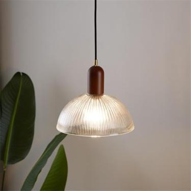 Imagem de Luminária pendente E27 moderna para mesa de jantar, com cúpula de vidro, modelo criativo e moderno, com 3 lâmpadas, ideal para quarto, sala de estar, sala de jantar, cozinha e ilha. Cor bran
