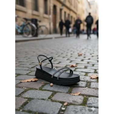 Imagem de Sandalia Papete Feminina Infantil - Laarissa, Preto, 30