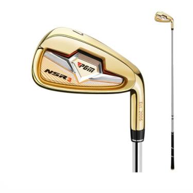 Imagem de Tacos de golfe canhotos/destros NSR3#7 Irons Professional Practice Pole Carbon/Stainless Steel Shaft Golf Iron (ouro, direito, aço)