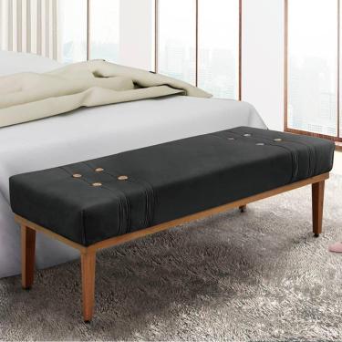 Imagem de Recamier 1,60m Com Base De Madeira Maciça Em Tecido Veludo Gênova - Lucadi Preto