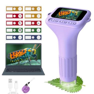 Imagem de USCAMEL Microscópio digital para crianças 5-7: Microscópio portátil 1000 x ecrã tátil 2" minimalista portátil - brinquedo educativo para crianças, toddlers, estudantes e exploradores naturais (roxo)