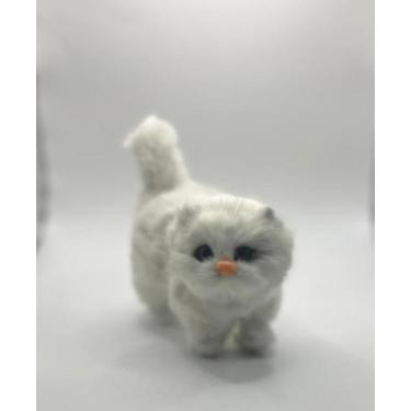 Imagem de Gato Realista Pelúcia Cor Branco Decoração Com Som Miau - Grupo Mixx