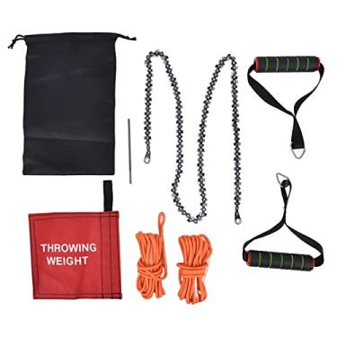 Imagem de Serra de corrente manual de alto alcance Serra de corda portátil compacta de 48 polegadas para acampamento ao ar livre, caça, mochila, poda de árvores feita de aço manganês com