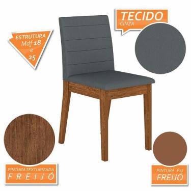 Imagem de Kit 4 Cadeiras Estofadas índia Freijó/suede Cinza - M.a - A Móveis Ara