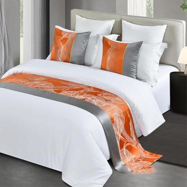 Imagem de Lenço de corredor de cama de hotel, camada de qualidade, protetor de cama moderno, mantas para pés da cama, toalha de cauda de cama macia e confortável para cama Twin Queen King Size laranja||Apenas 1