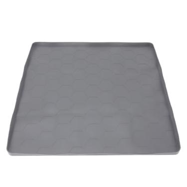 Imagem de Pwshymi Bandeja de máquina de lavar, tapete de silicone para geladeira profissional resistente a arranhões sob máquina de lavar roupa tapete para máquina de lavar e secar geladeira (cinza)