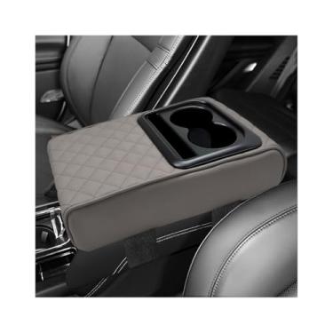 Imagem de ZNDAW Almofada de apoio de braço para console central de carro, capa de caixa de apoio de braço de couro impermeável de 35 cm × 8,7 cm com copo e suporte de telefone, protetor de almofada de descanso