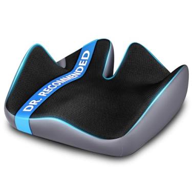 Imagem de Almofada ergonômica para assento de escritório com espuma viscoelástica de densidade dupla e recorte de cóccix - alívio de pressão para cóccix, ciática, dor nas costas - Conforto para cadeira de mesa