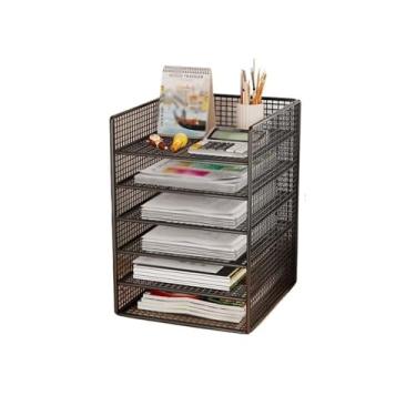 Imagem de Escritório Bandeja para cartas de 6 níveis, organizador papel para mesa escritório, bandejas arquivo, suporte para Organizador de mesa(Preto)