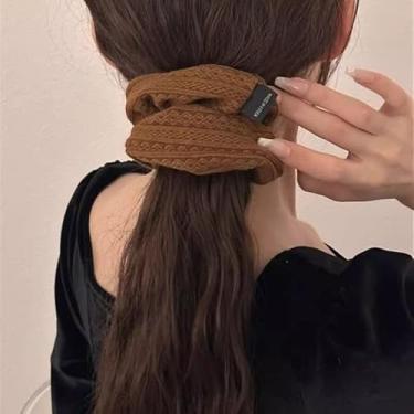 Imagem de Moda coreana Scrunchie Scrunchie feminina elástica para cabelo elástico acessórios para amarrar anel de cabelo corda acessório de cabeça (café)