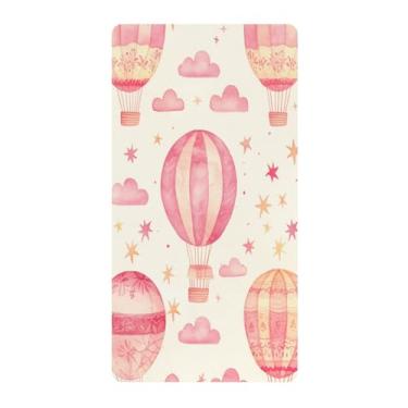 Imagem de Blueangle Lençol de berço padrão para berço infantil - Lençóis de algodão macio e respirável com balões de ar quente em aquarela (318)