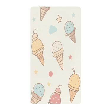 Imagem de Blueangle Lençol de berço padrão para berço infantil - Lençóis de algodão macio e respirável com estampa de sorvete (789)