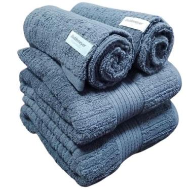 Imagem de Kit Toalhas Banhão Buddemeyer Fio Penteado Canelado Grafite 2 banho 2 