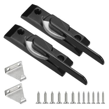 Imagem de PATIKIL Fechaduras de faixa de janela 8,6 x 2,3 cm, 2 peças, abertura esquerda deslizante, trava de faixa de ação e suporte de substituição para quartos, banheiros, janelas deslizantes verticais e