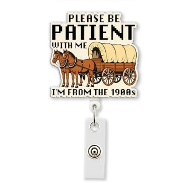 Imagem de HOSALA Carretel retrátil para crachá Please Be Patient with Me I'm from The 1900s com clipe jacaré, porta-crachá engraçado da geração Z da geração Y, acessórios de escritório, presente para família