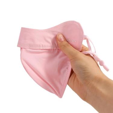 Imagem de Máscara facial de seda gelada, proteção solar, FPS 50+, UV, proteção facial respirável, máscara feminina para pesca, caminhadas, ciclismo (rosa)