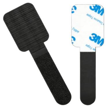 Imagem de Alça de cabo sob a mesa organizador de gerenciamento de cabos 15 fios capacidade ajustável gancho laços clipes reutilizáveis preto 20 pares (preto)