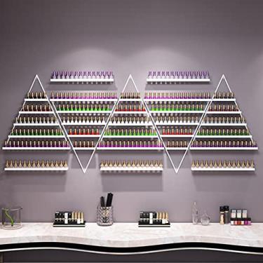 Imagem de Prateleiras flutuantes de metal para armazenamento de esmalte de parede, organizador de óleo essencial, prateleira de metal montada na parede, conjunto de 10 peças, suporte de esmalte, simples