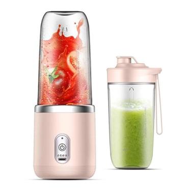 Imagem de Original Fresh Juice Mini Liquidificador Portátil Elétrico Copo Liquidificador Portatil Recarregável USB Sem Fio Base (400ml, Rosa)