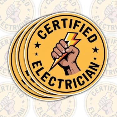 Imagem de 3 adesivos de eletricista certificados, decalques de vinil engraçados para capacetes, caixas de ferramentas, laptops, garrafas de água, presentes para eletricistas e comerciantes