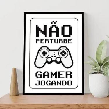Imagem de Quadro Gamer Jogando Não Perturbe 33X24Cm - Com Vidro - Quadros On-Lin