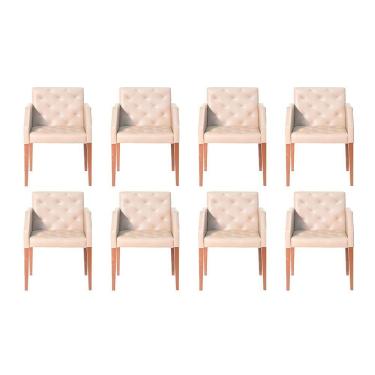 Imagem de Kit 8 Poltronas Costura Capitonê Sala Espera Escritório - Bege - Cor: Bege