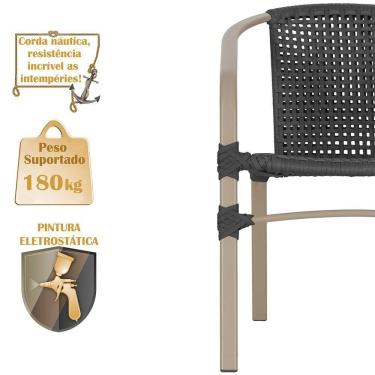 Imagem de 04 Cadeiras Floripa Aluminio Pintura Fendi Trama Original Preto