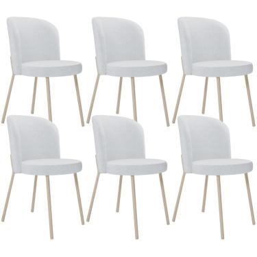 Imagem de Kit 06 Cadeiras para Sala de Jantar Cozinha Estofada Gavi Arena L02 Linho Cinza - Lyam Decor
