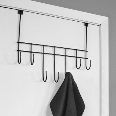 Imagem de Cabide com 7 ganchos para porta em aço - preto - ecommercemoreli