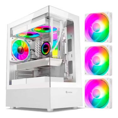 Imagem de Gabinete Gamer Hayom, Gb1793, Vidro Temperado, 3x Fans Rgb, Usb 3.0, Micro-atx, Mini-itx - Branco