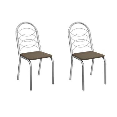 Imagem de Cadeira Sala De Jantar Holanda 2c009cr Aço Kit 2 Un Cromado/suede Cappuccino - Kappesberg
