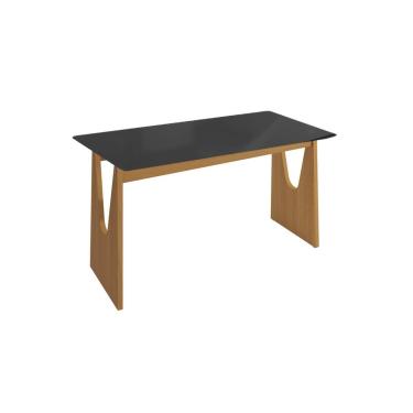 Imagem de Mesa Jantar Mila Premium Madeira Maciça c/ Tampo Madeirado c/ Vidro 120x80cm Carvalho/Preto Fosco Kappesberg